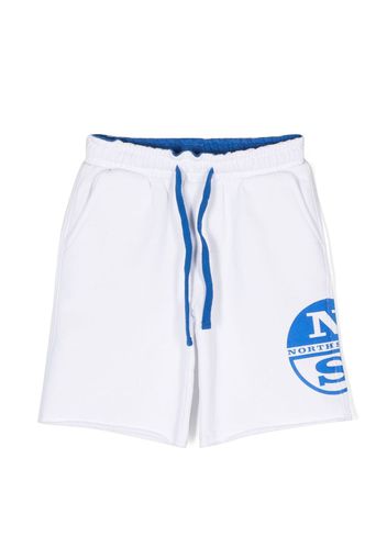 North Sails Kids logo-print cotton shorts - Bianco