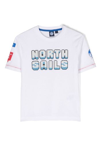 North Sails Kids logo-print cotton T-shirt - Bianco
