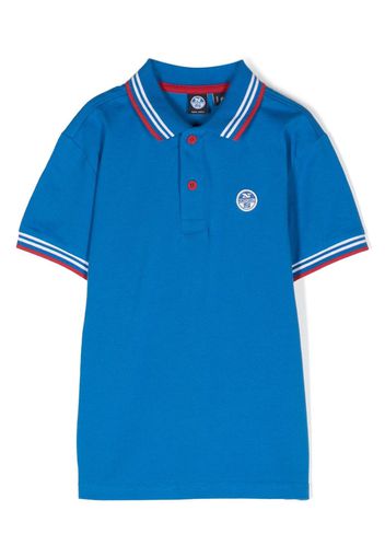 North Sails Kids stripe-detailing cotton polo shirt - Blu