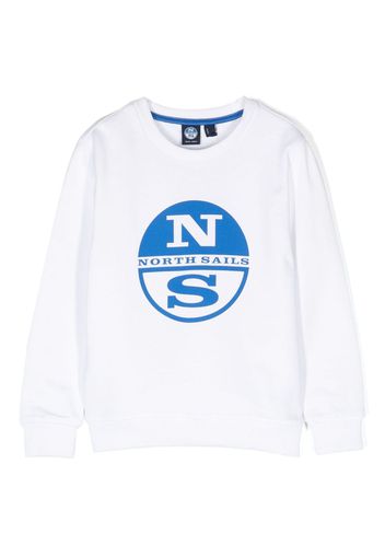 North Sails Kids logo-print cotton sweatshirt - Bianco