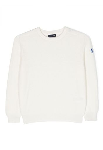 North Sails Kids logo-patch crew-neck jumper - Bianco