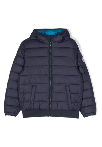 North Sails Kids logo-patch hooded padded jacket - Blu
