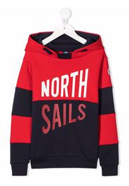 North Sails Kids logo-print colour-block hoodie - Rosso