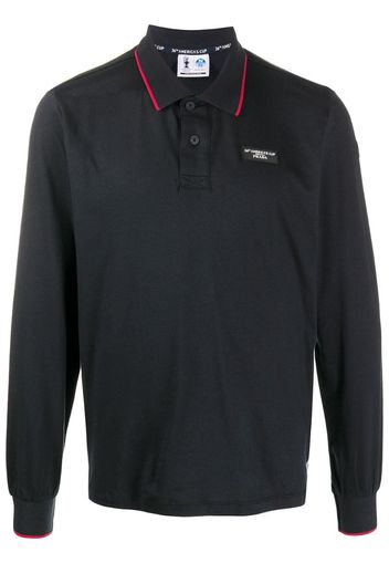 logo print long-sleeved polo shirt