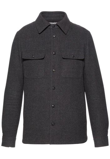 Norwegian Wool long-sleeved wool shirt jacket - Grigio