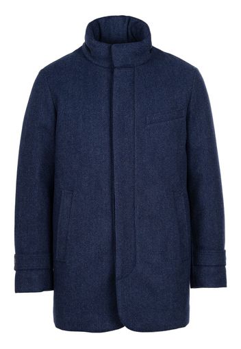 Norwegian Wool down-lined textured wool coat - Blu