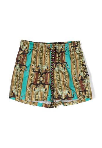 Nos Beachwear graphic-print swim shorts - Giallo