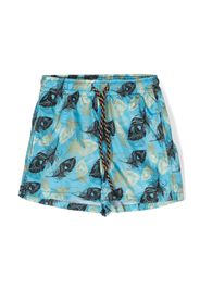 Nos Beachwear graphic-print swim shorts - Blu