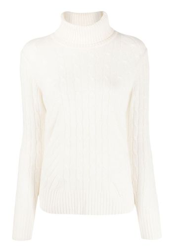 Cable Roll Neck Cashmere Sweater