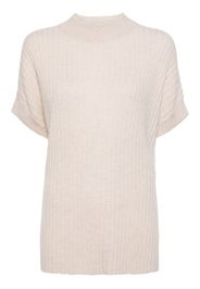 N.Peal ribbed-knit organic cashmere poncho - ECRU