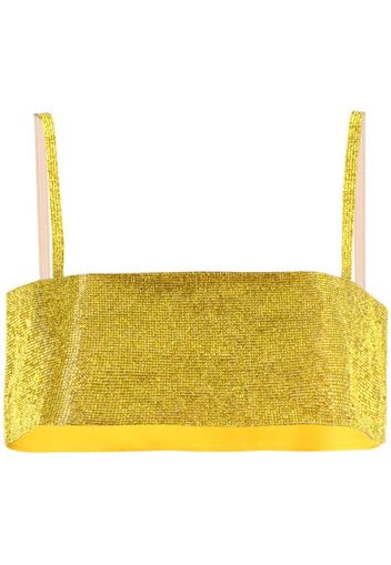 Nuè Charlotte embellished silk crop-top - Giallo