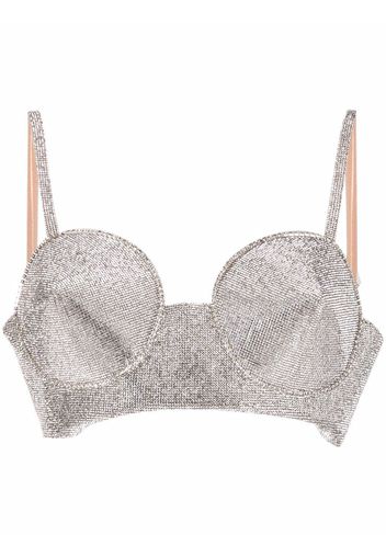 Nuè Jane crystal-embellished crop top - Argento