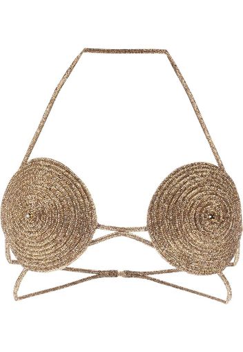 Nuè metallic-effect woven bra - Oro