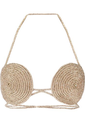 Nuè metallic-effect woven bra - Giallo