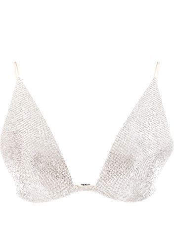 Nuè rhinestone-embellished triangle top - Argento