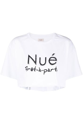 Nuè logo-print cropped T-shirt - Bianco