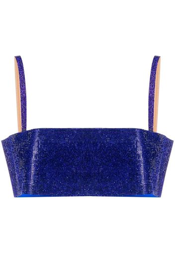 Nuè rhinestone-embellished cropped top - Blu