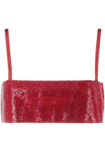 Nuè rhinestone-embellished silk crop top - Rosso