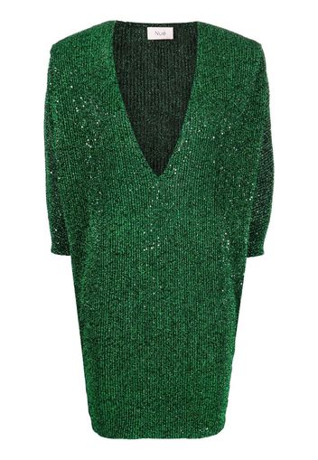Nuè sequin-embellished V-neck dress - Verde