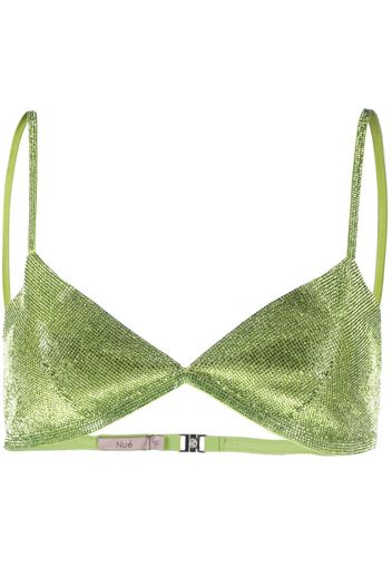 Nuè rhinestone-embellished silk bra top - Verde