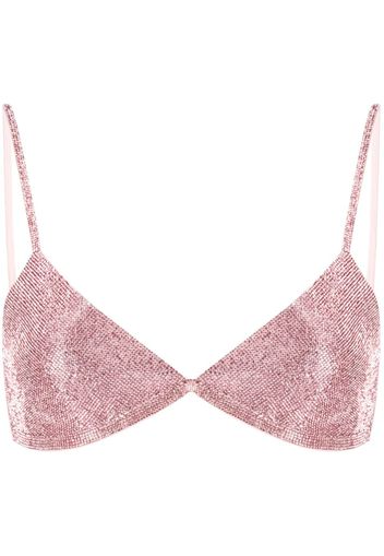 Nuè rhinestone-embellished silk bra top - Rosa