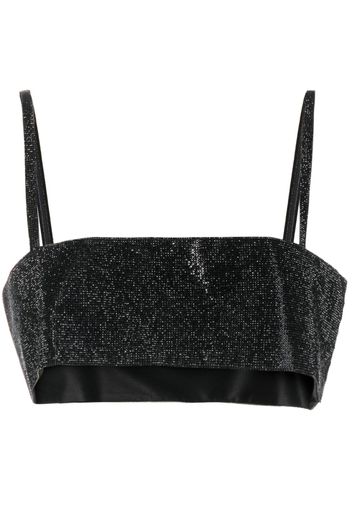 Nuè Top Charlotte crop con strass - Nero