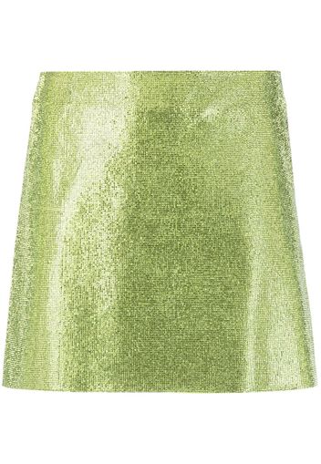 Nuè rhinestone-embellished silk mini skirt - Verde