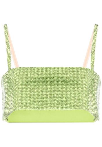 Nuè Charlotte rhinestone-embellished cropped top - Verde