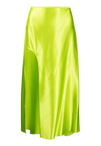 Nuè Laetitia front-slit silk skirt - Verde