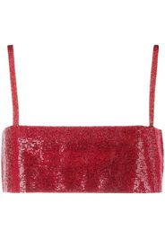 Nuè rhinestone-embellished silk crop top - Rosso