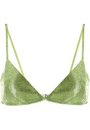 Nuè rhinestone embellished triangle bra top - Verde