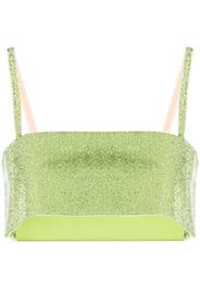 Nuè Charlotte rhinestone-embellished cropped top - Verde