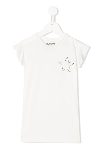 star-embroidery ruffled T-shirt