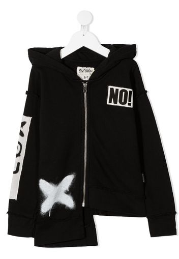 printed asymmetric hoodie