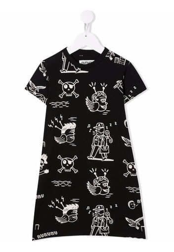 Nununu graphic-print T-shirt dress - Nero