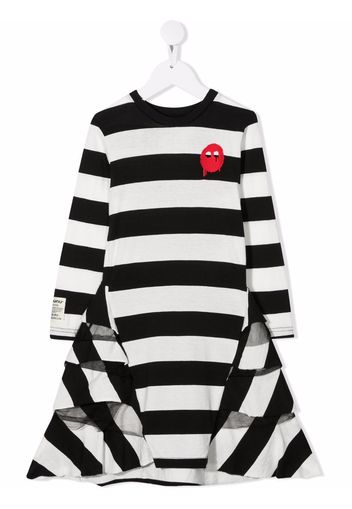 Nununu logo-print striped dress - Nero