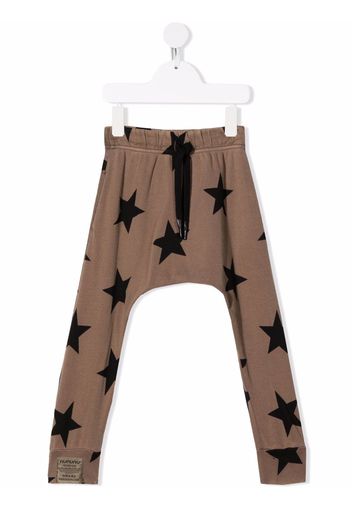 Nununu star-print drawstring track pants - Marrone