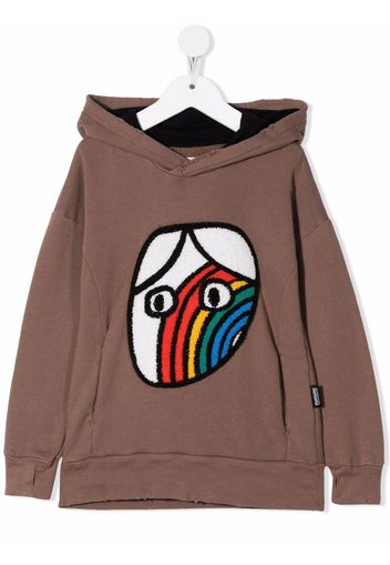 Nununu brushed-design hoodie - Marrone