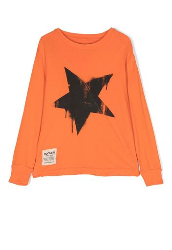 Nununu star-print crew-neck sweatshirt - Arancione