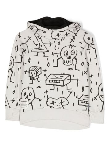 Nununu graphic-print long-sleeve hoodie - Grigio