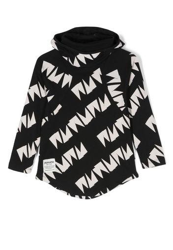 Nununu logo-print long-sleeve hoodie - Nero