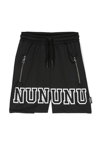 Nununu logo-print elasticated shorts - Nero