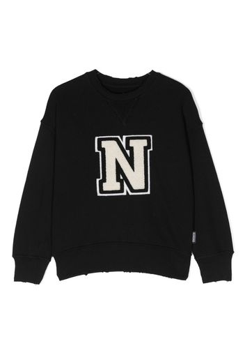 Nununu logo-appliqué cotton sweatshirt - Nero