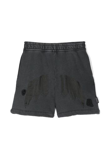 Nununu logo-patch elasticated shorts - Grigio