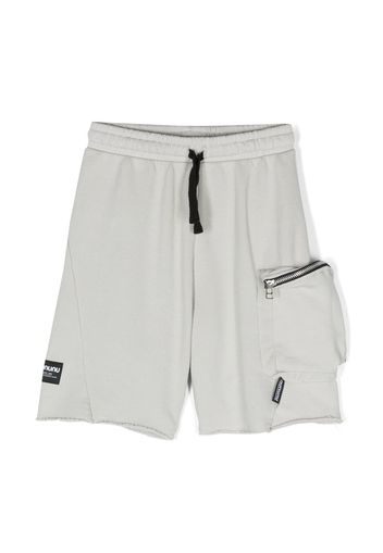 Nununu logo-patch elasticated cotton shorts - Grigio