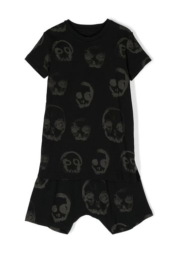 Nununu skull-print cotton tracksuit set - Nero