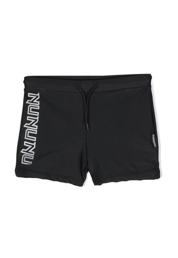 Nununu logo-print drawstring swim shorts - Nero