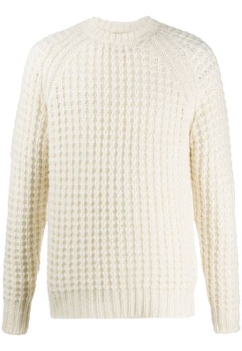 waffle-knit crew neck jumper