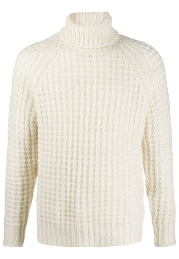 waffle-knit roll neck jumper