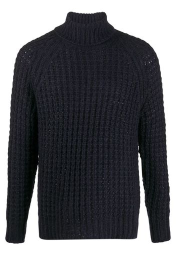 waffle-knit roll neck jumper